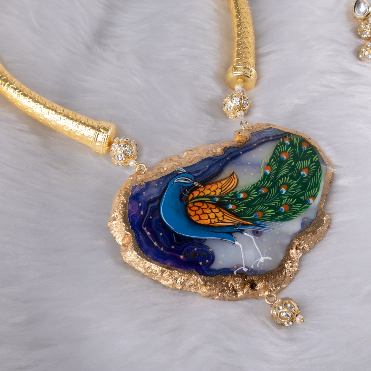 Designer necklace with peacock pendant 