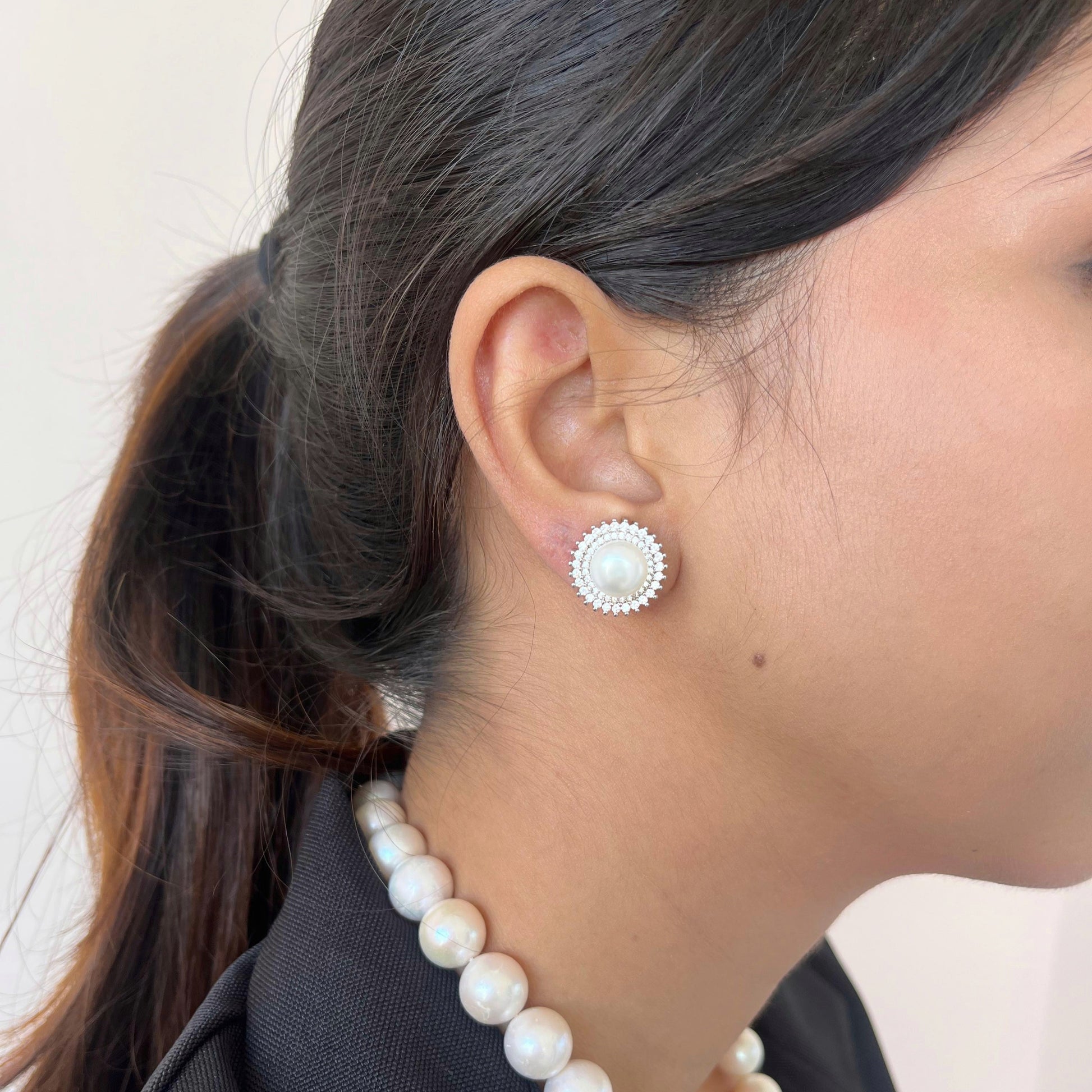 Diamond Pearl Studs