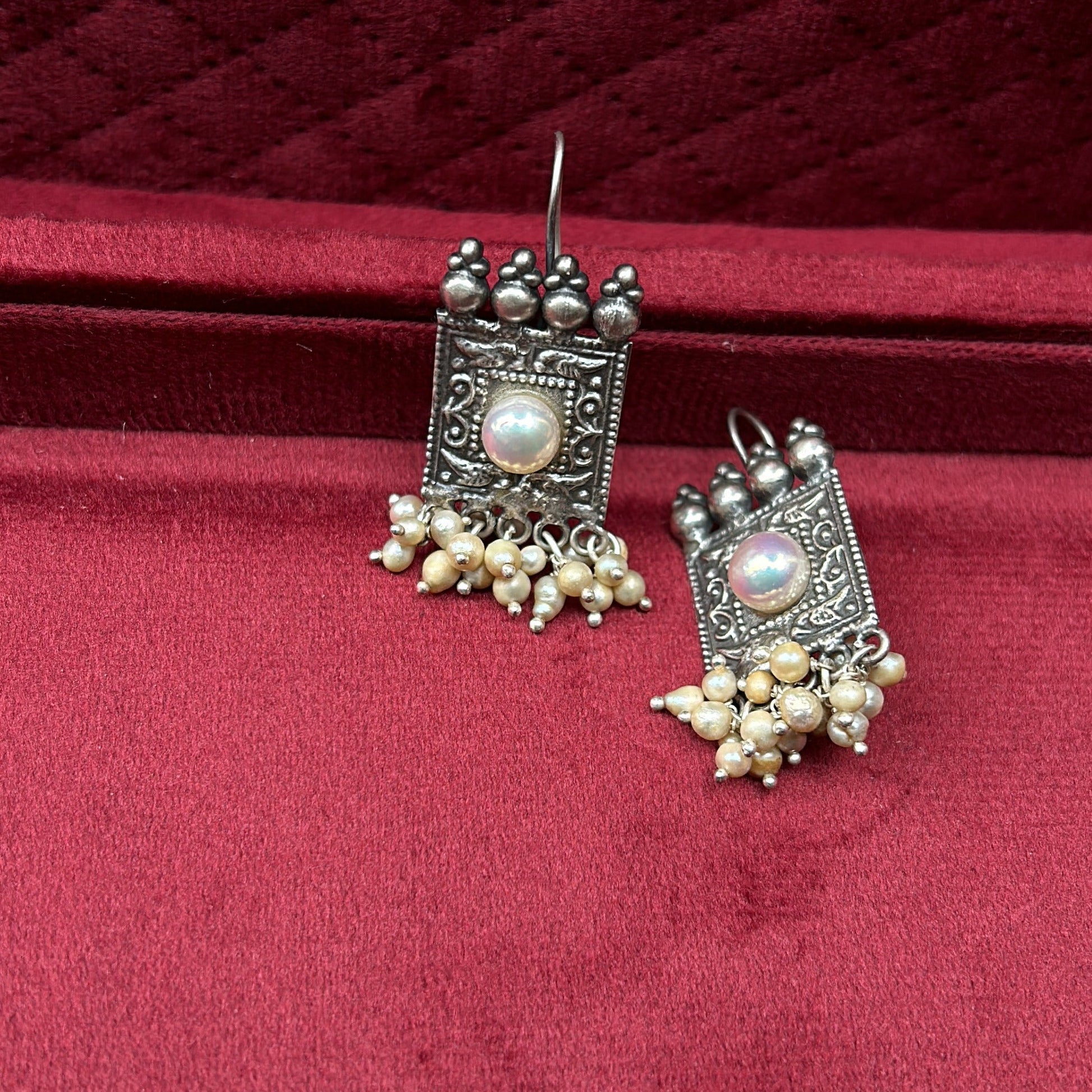 silver pearl earrings