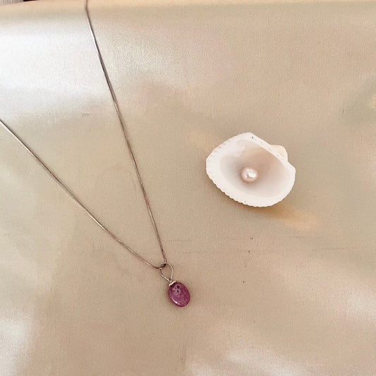 Ruby silver pendant