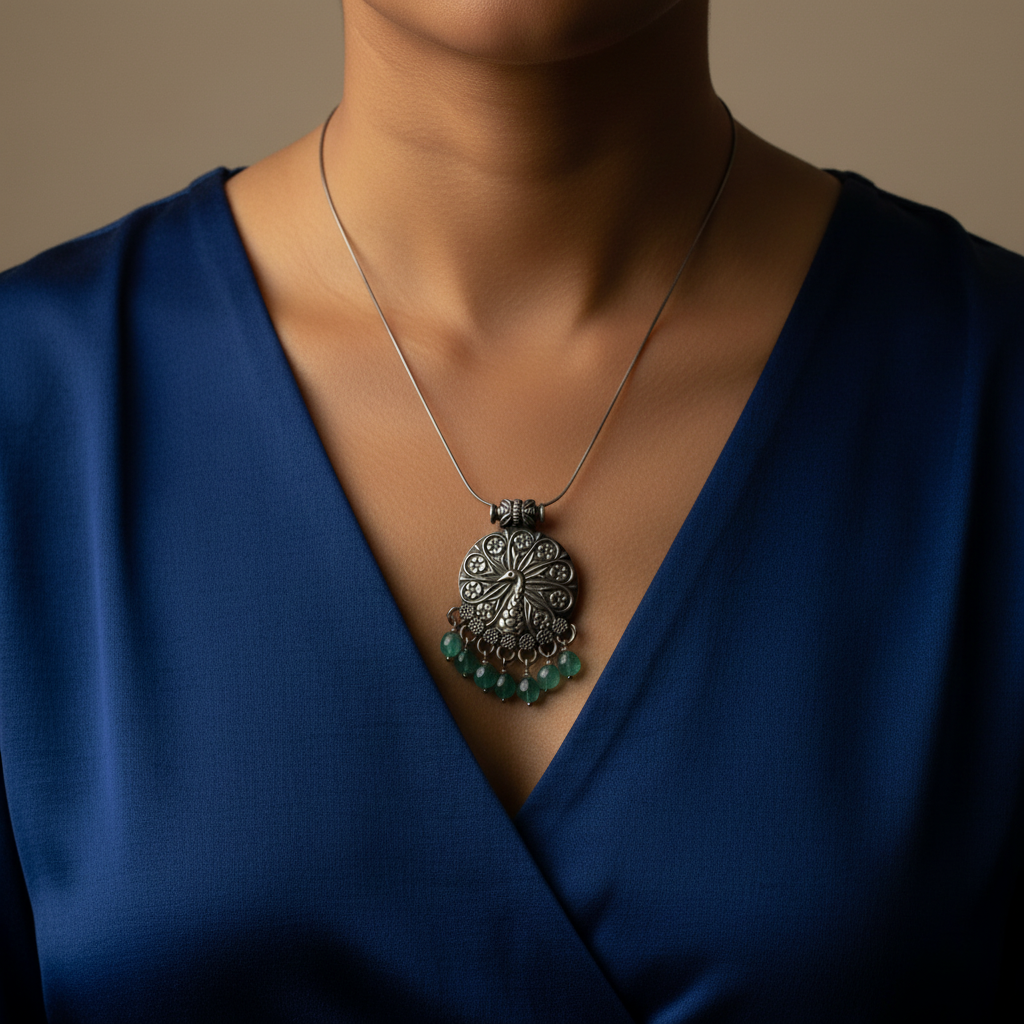 Peacock Silver Pendant