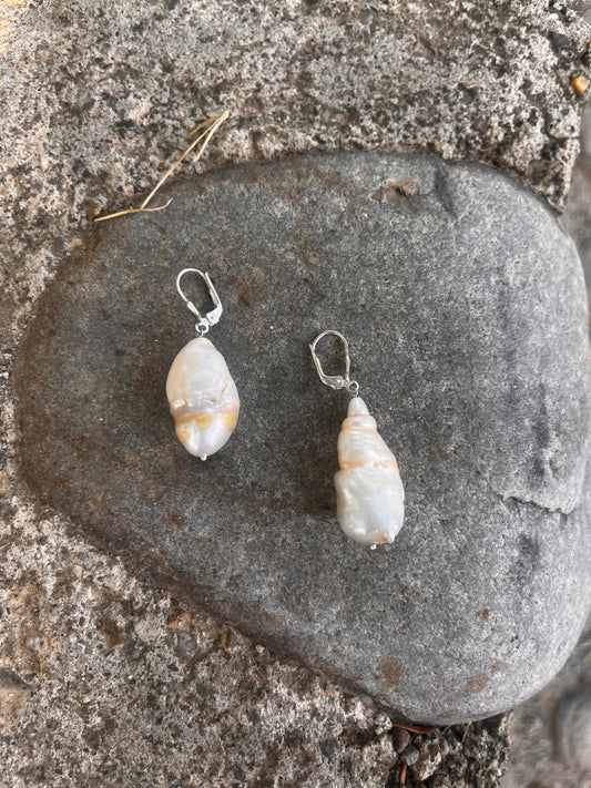 uneven pearl earrings