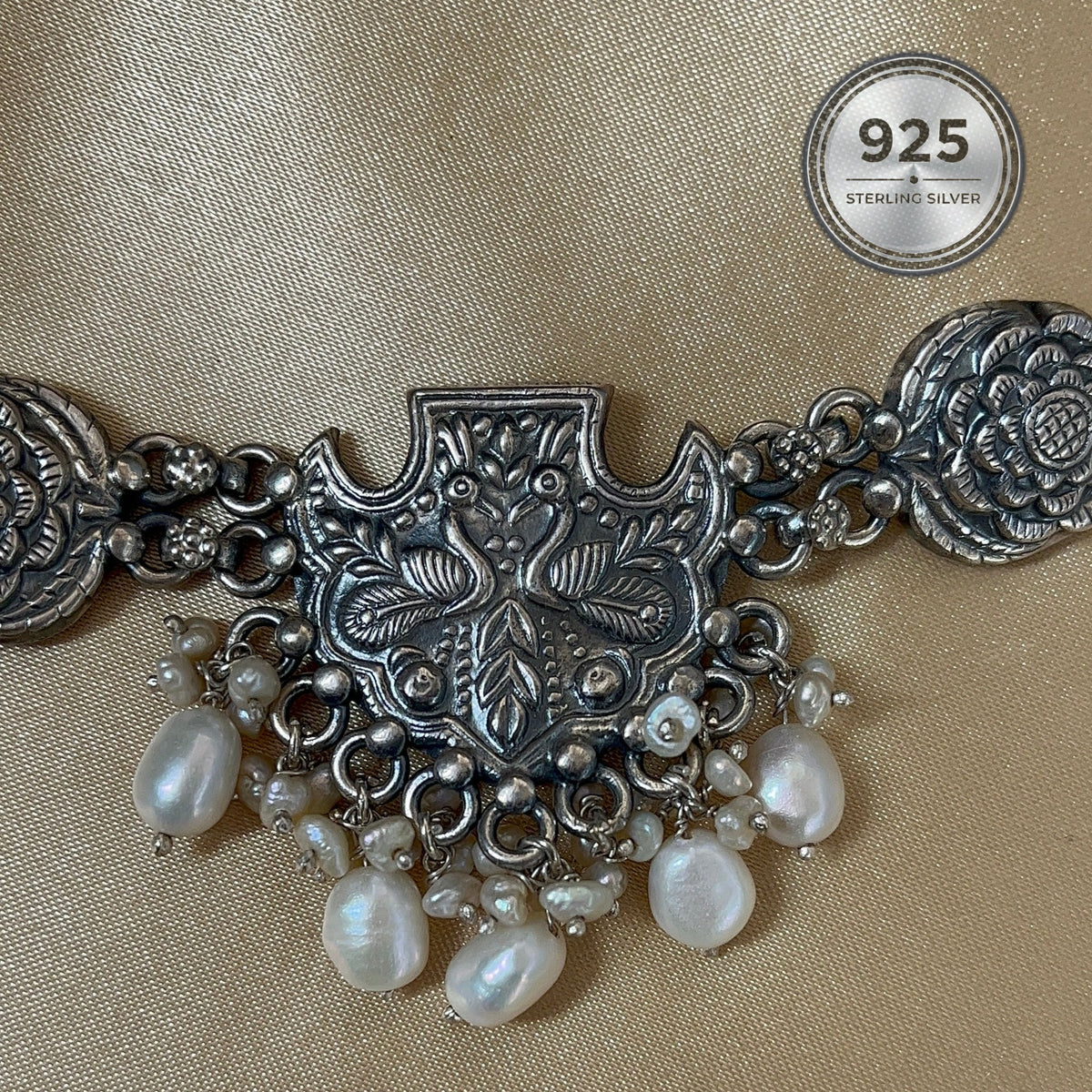 Silver Peacock Choker Set