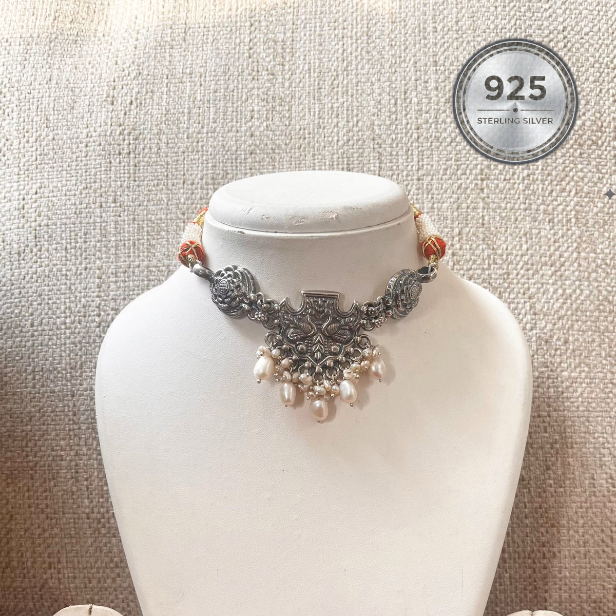Silver Peacock Choker Set