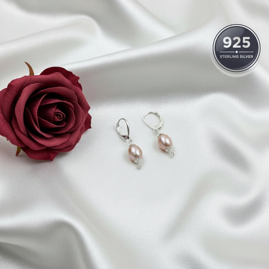 Pink Pearl drop earrings in 925 silver