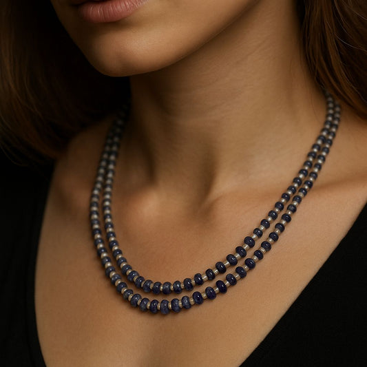 Natural blue gemstone tanzanite beaded necklace