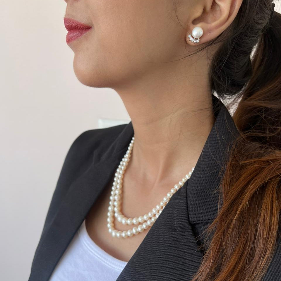 Double line pearl necklace