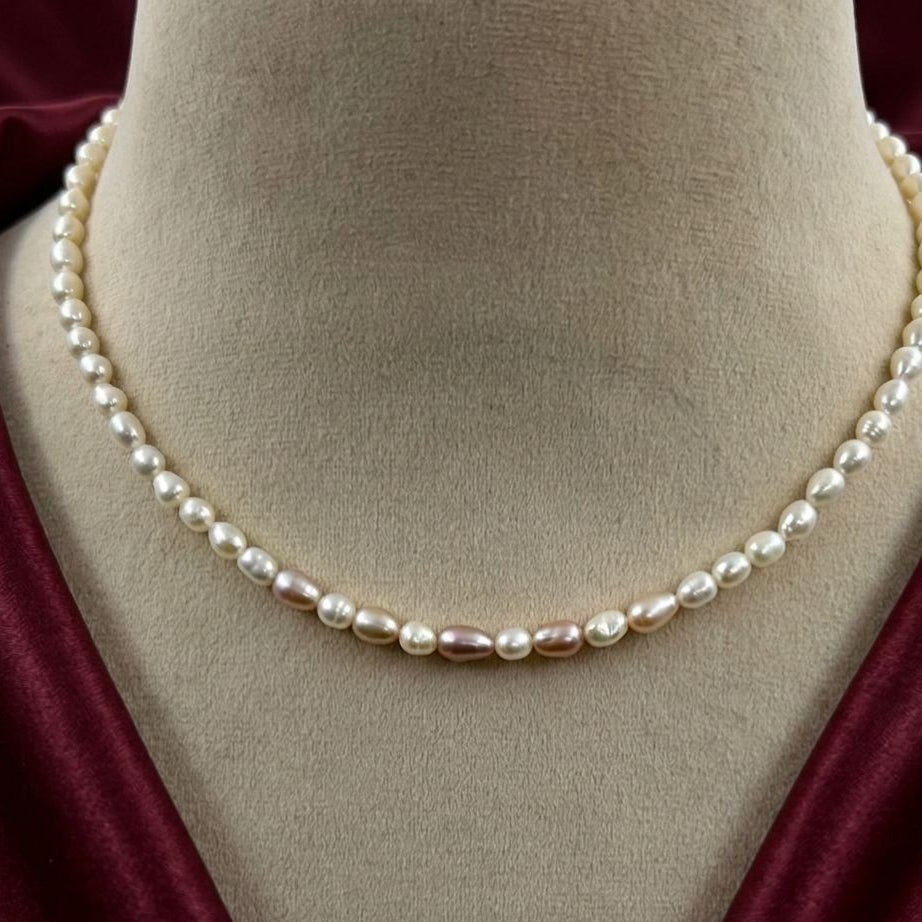 Rice Pearl Necklace Blush Lavender