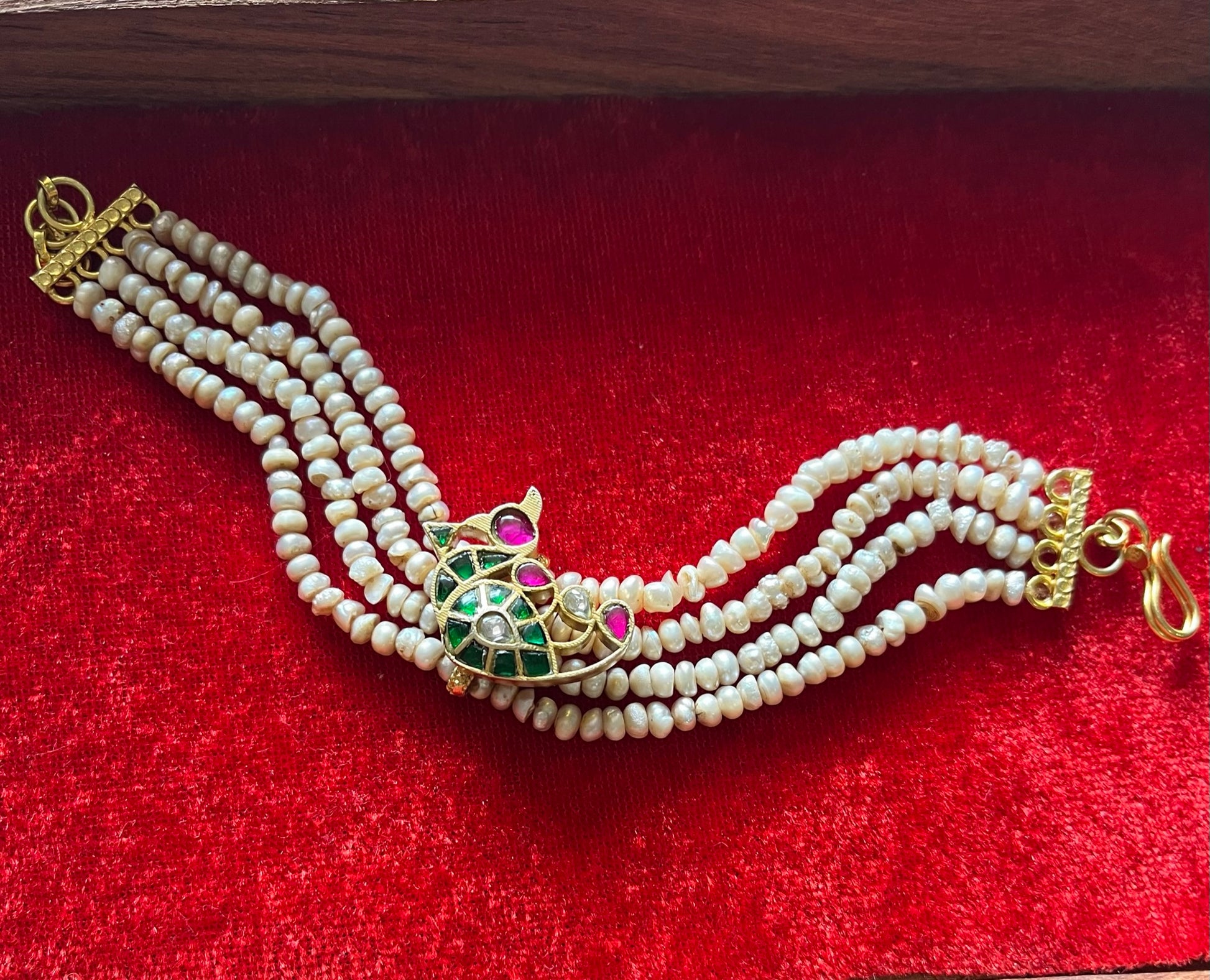 Rajwadi Jadau Silver Bracelet