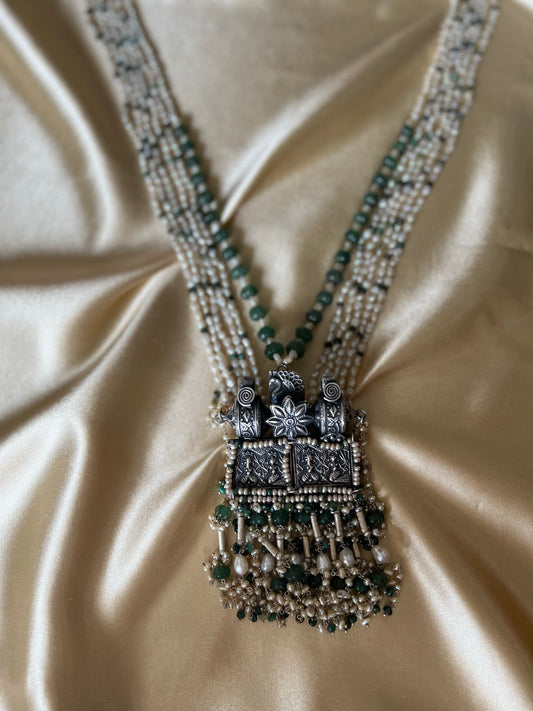 sterling silver oxidised long necklace