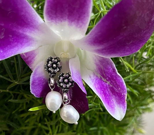 Pearl Drop Silver Earrings