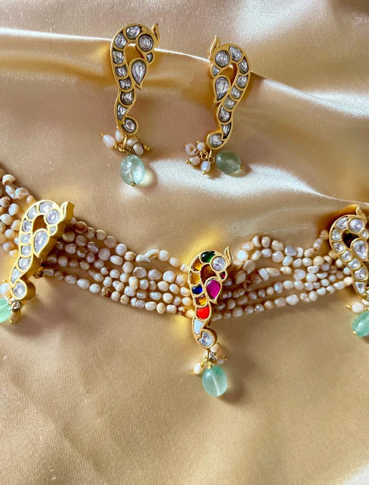Sterling silver pearl choker set